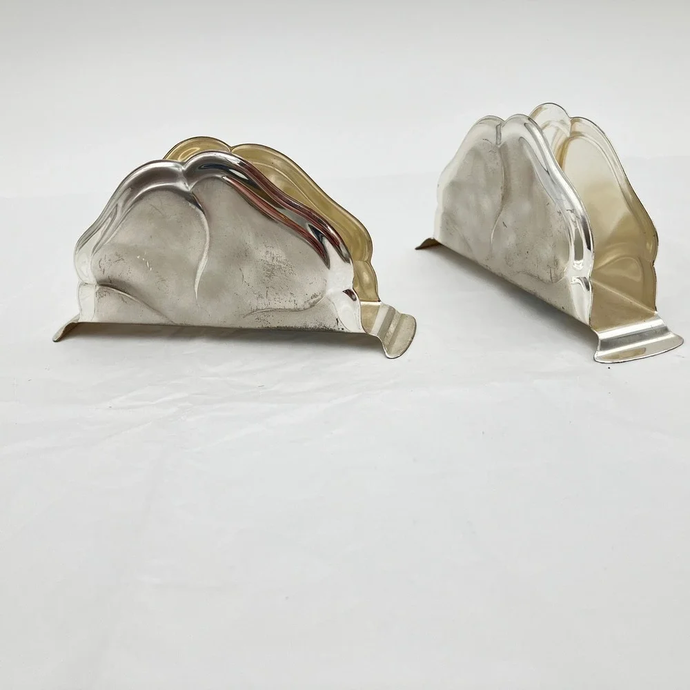 WMF Ikora Napkin Holders Set of 2 Silver Tarnish Resistant Germany MCM